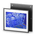 Manifold Framed Poster — Blue, White Abstract blueprint industrial
