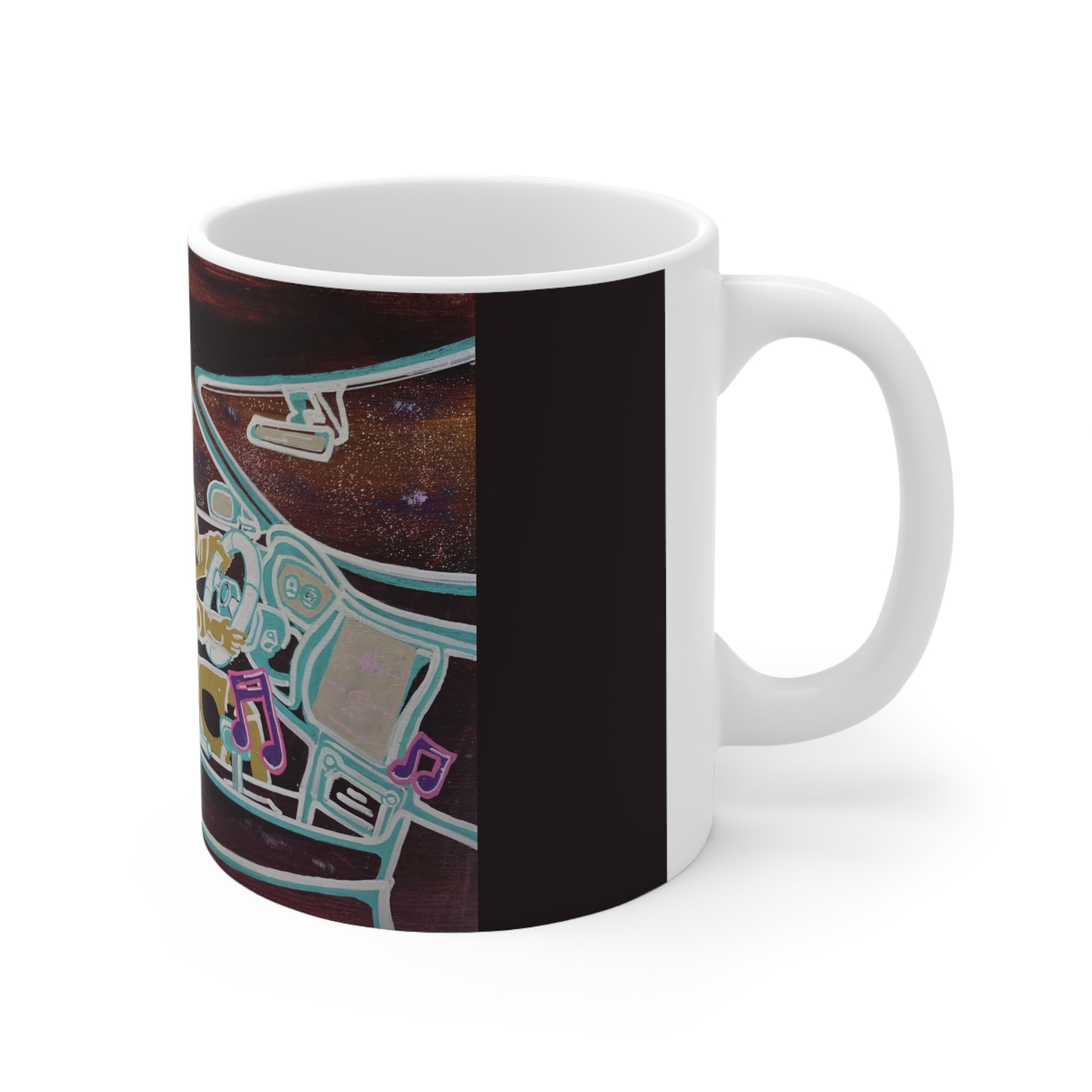 Shut up and Drive Ceramic Coffee Mug — Neon Pop‑Art Sci‑Fi 11oz