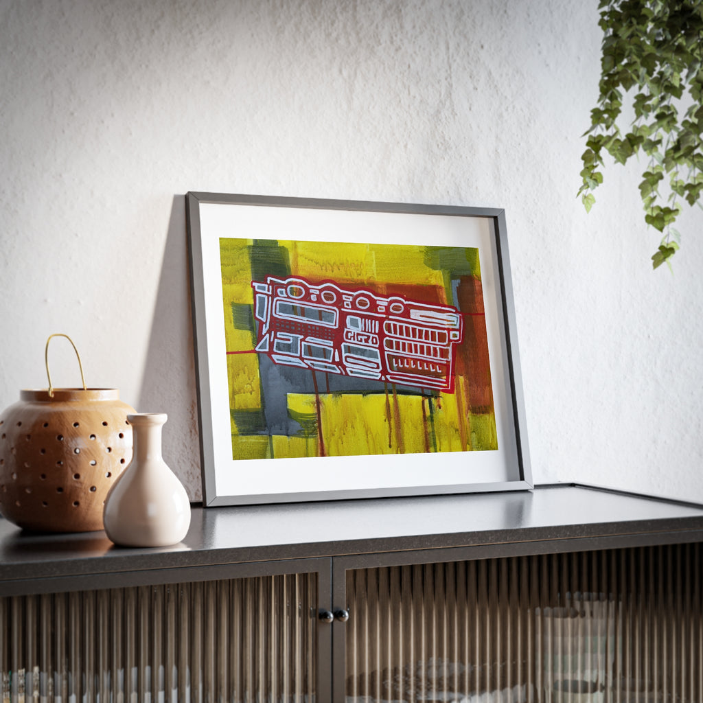 Wrist Computer Framed Poster — Red yellow Scifi Art Print