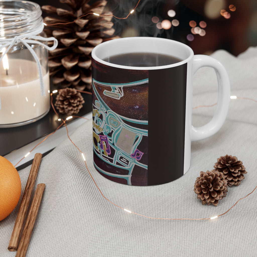 Shut up and Drive Ceramic Coffee Mug — Neon Pop‑Art Sci‑Fi 11oz