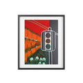 Different States Framed Poster — Abstract Urban Traffic Light Art (Red & Orange Surreal Scene)