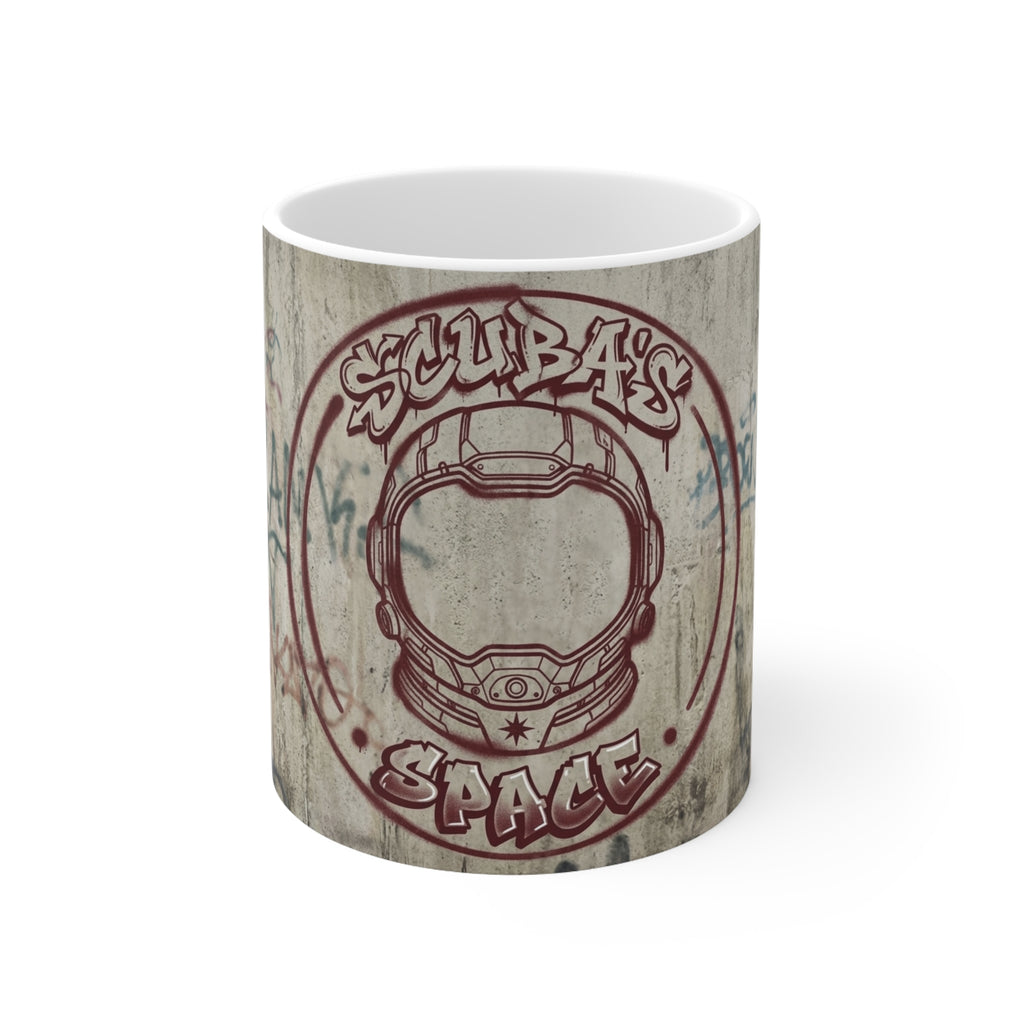 Scuba's Space Logo Ceramic Mug – Retro Graffiti Coffee Cup 11oz
