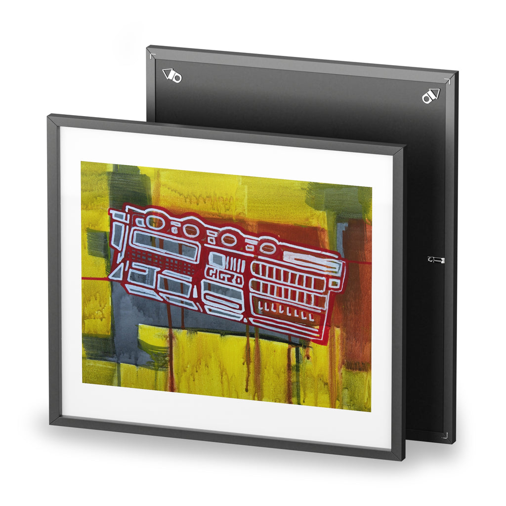 Wrist Computer Framed Poster — Red yellow Scifi Art Print