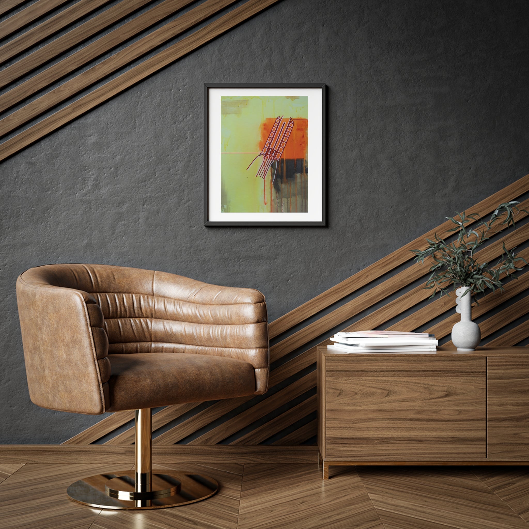 Rocket Topless Framed Poster — Yellow Orange Black