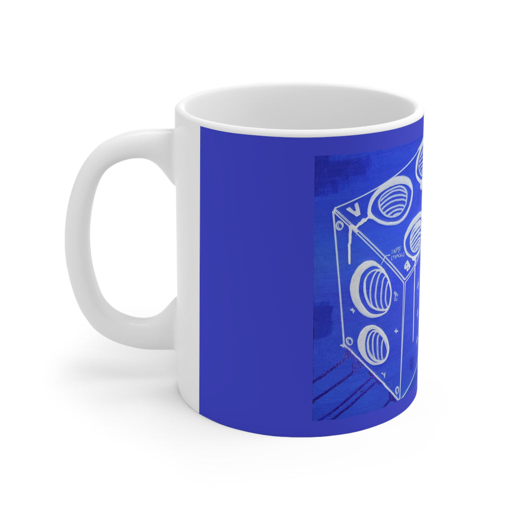 Manifold Ceramic Coffee Cup — Minimalist Manifold Abstract Blueprint Painting 11oz