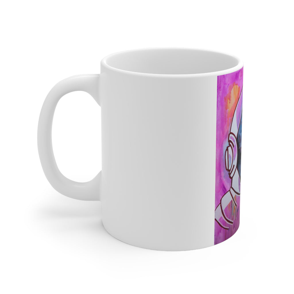 Contemplations Ceramic Mug — Cosmic Helmet Ceramic Coffee Cup 11oz