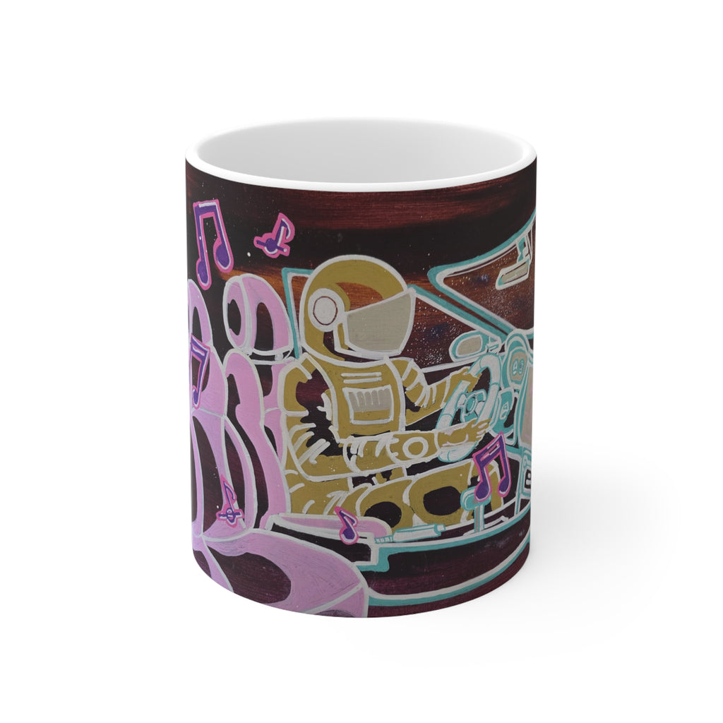 Shut up and Drive Ceramic Coffee Mug — Neon Pop‑Art Sci‑Fi 11oz